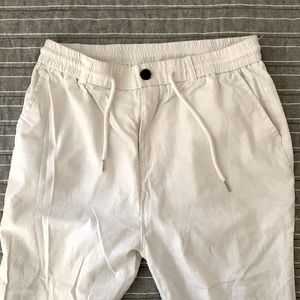 White Linen Drawstring Pants
